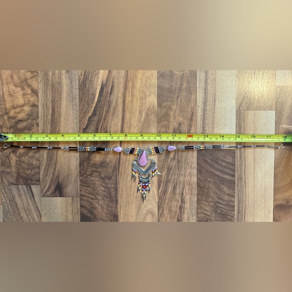 Native American Pink Silver Necklace and Dangle Earrings / 18” Long - Picture 5 of 6